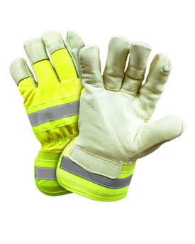 (12 Pairs) Hi-Viz Insulated Premium Grain Pigskin Palm with Safety Cuff