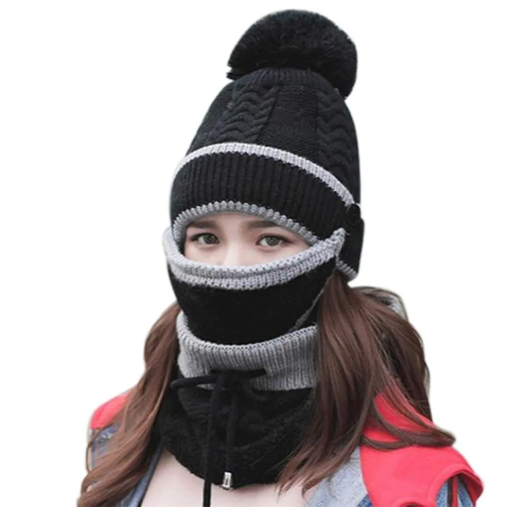 3PCS Womens Winter Scarf Hat Set