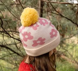 Acorn Kids: Flower Power Merino Beanie Pink