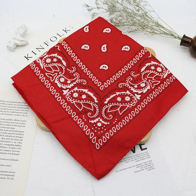 Bandana kerchief Unisex Hip Hop Black Hair Band Neck Scarf Sports Headwear Wrist Wraps Head Square Scarves Print Handkerchief