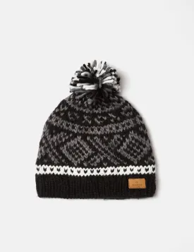 Barts Log Cabin Fair Isle Beanie Hat - Black