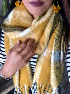 Benton Mustard Yellow Plaid Scarf