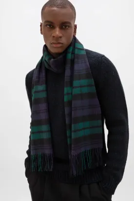 Black Watch Tartan Wide Cashmere Scarf