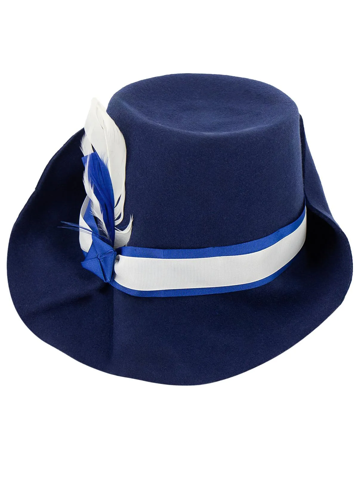 Blue 1940s Vintage Style Trilby Feather Hat