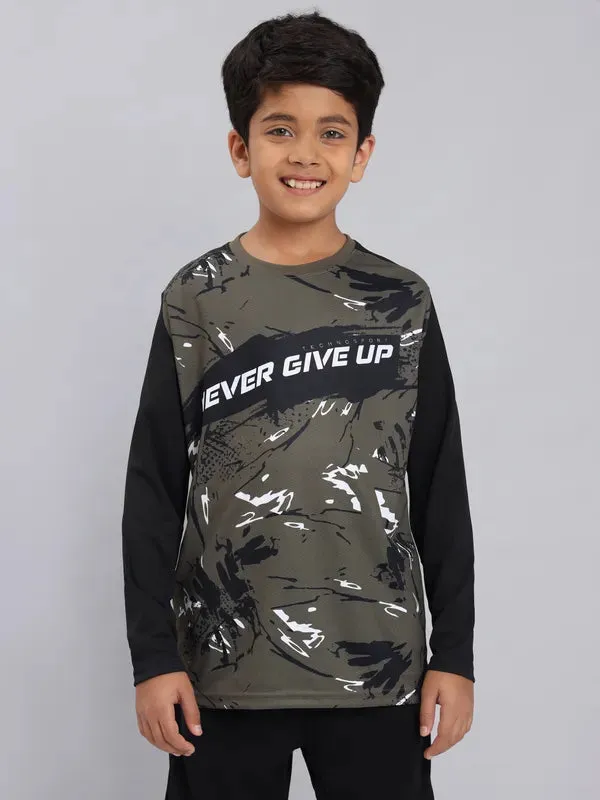 Boys Printed Slim Fit Crew Neck T-shirt with TECHNO COOL 