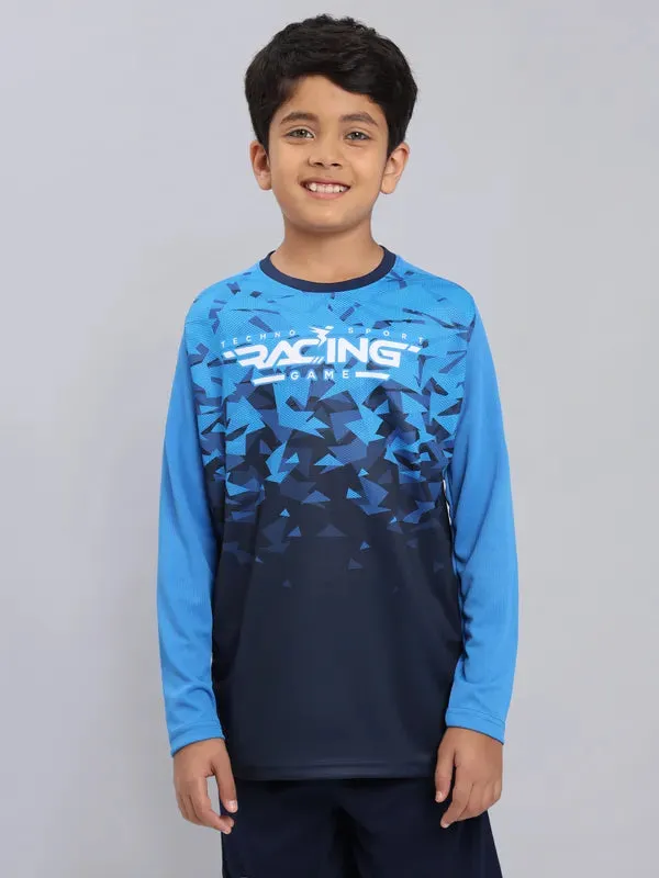 Boys Printed Slim Fit Crew Neck T-shirt with TECHNO COOL 