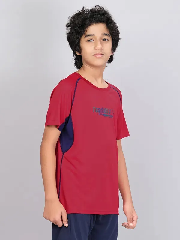 Boys Printed Slim Fit Crew Neck T-shirt with TECHNO COOL 