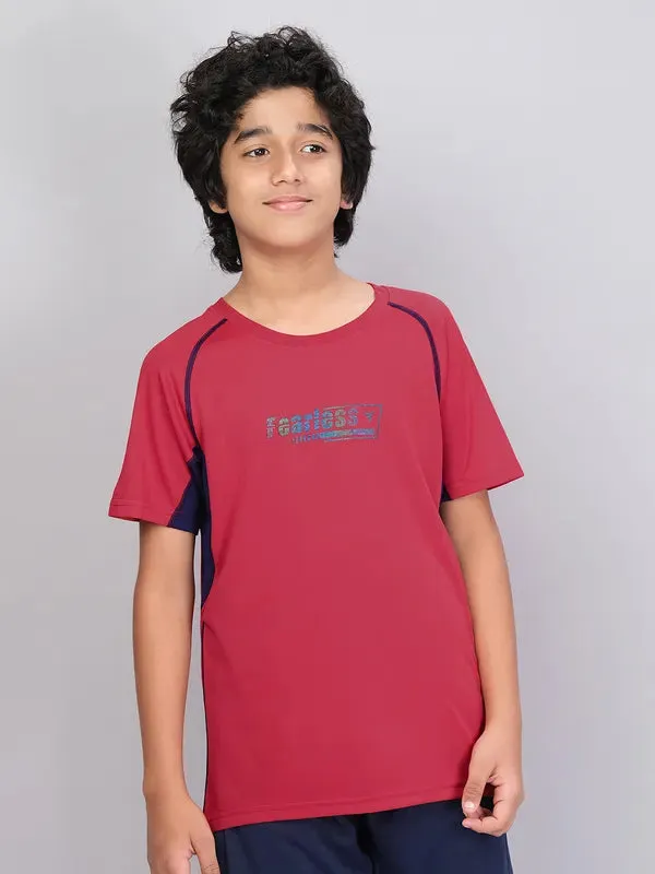 Boys Printed Slim Fit Crew Neck T-shirt with TECHNO COOL 