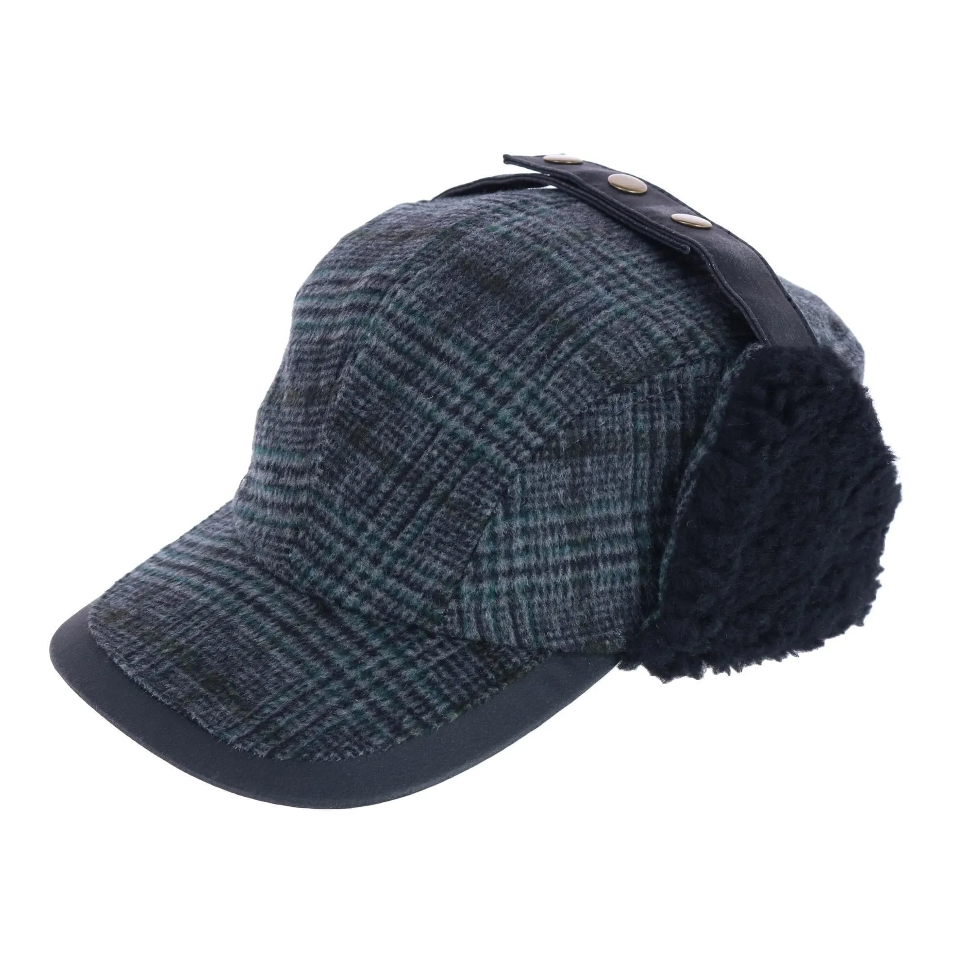 Broner Men's Houndstooth Fleece Lined Outdoor Cap with Earflaps