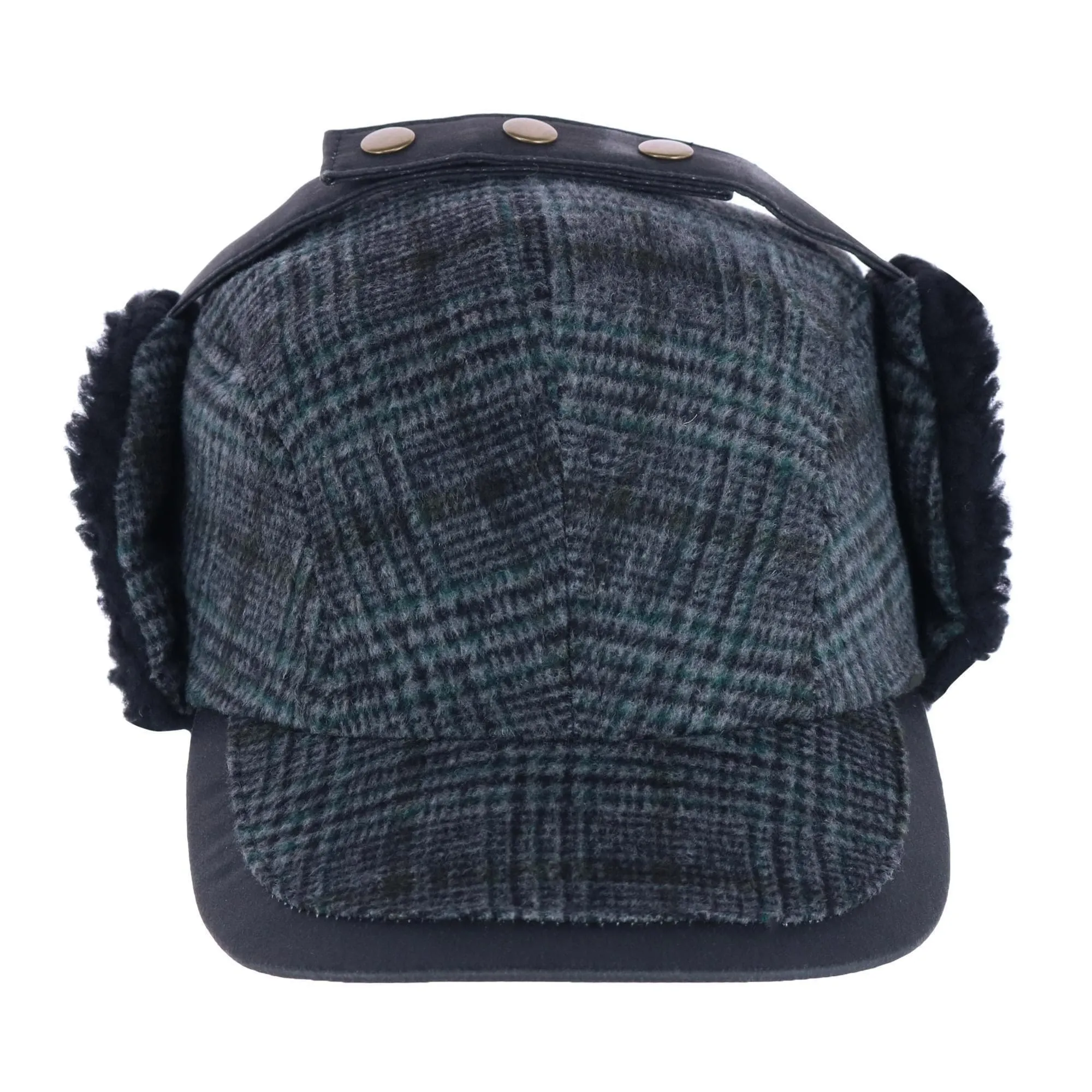 Broner Men's Houndstooth Fleece Lined Outdoor Cap with Earflaps