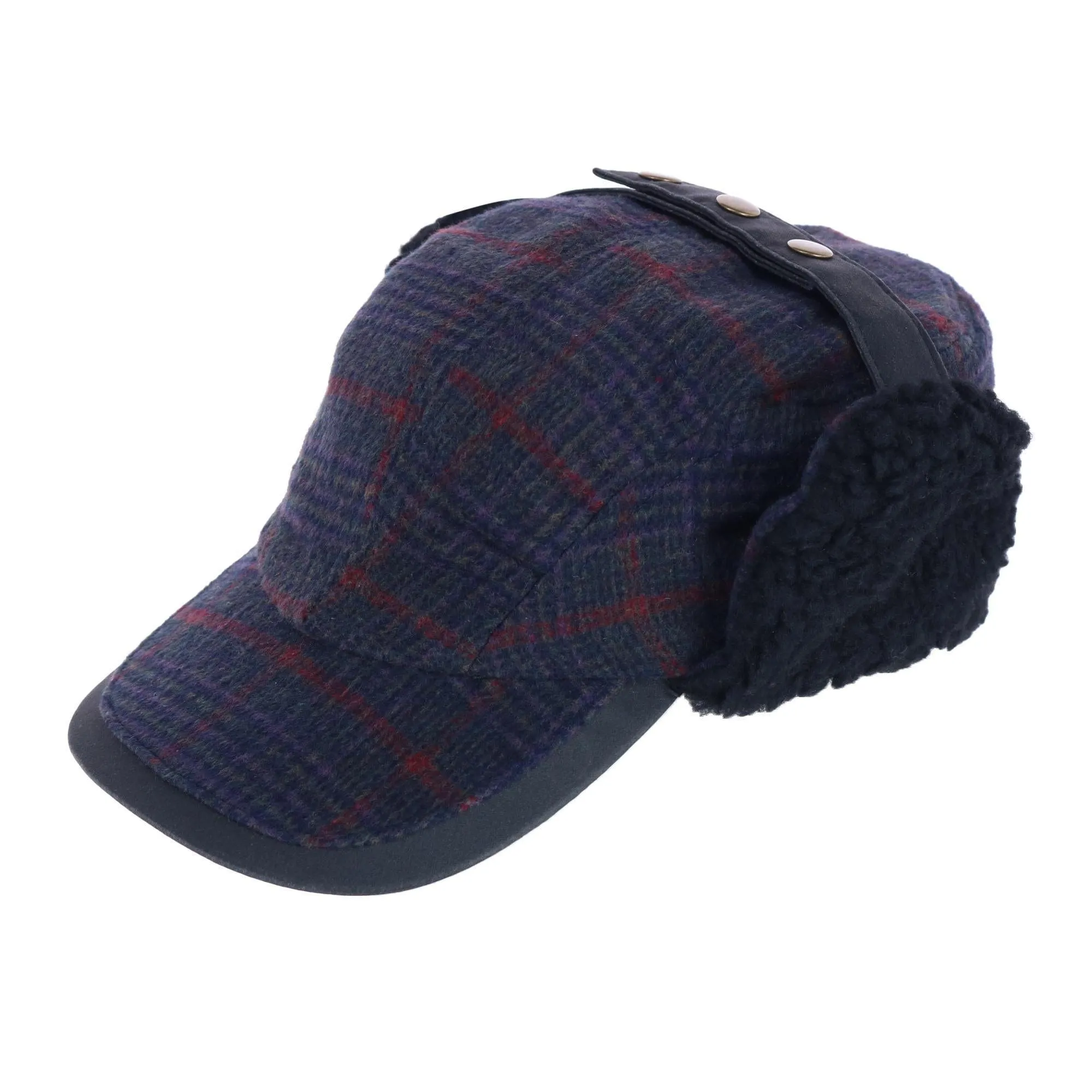 Broner Men's Houndstooth Fleece Lined Outdoor Cap with Earflaps