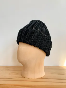 Cableami Black Linen-Like Pre-Organic Cotton Knit Cap