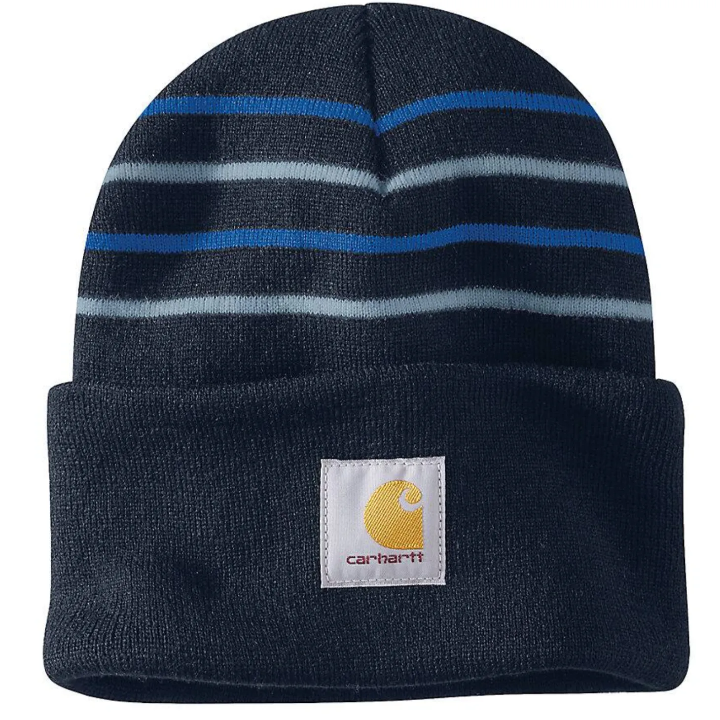 Carhartt Knit Stripe Logo Patch Cuffed Beanie