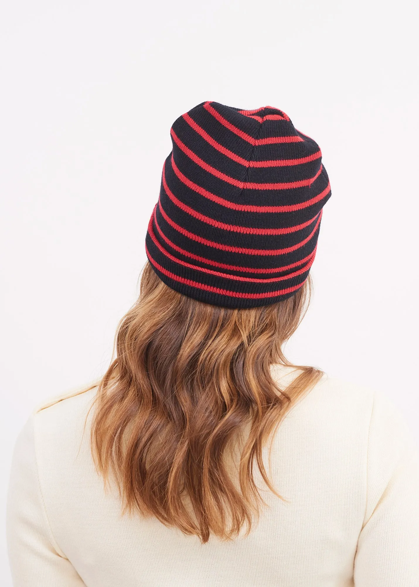 Cartier striped sailor hat - in soft wool (NAVY/TULIPE)