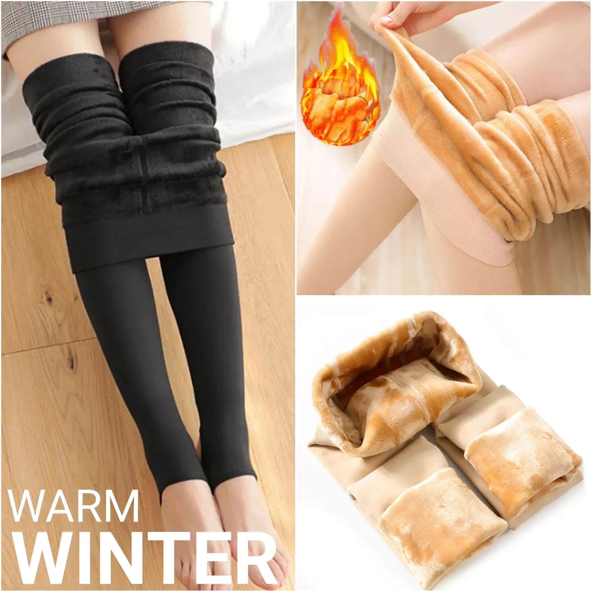 Cashmere Winter Warm Fleece Ladies Tights Free Size