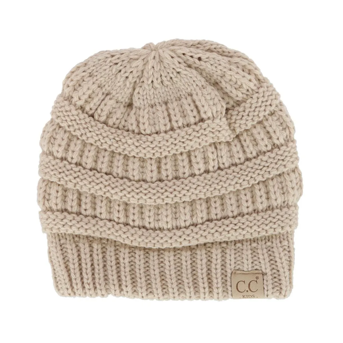 C.C Kids' One Size Fits Most Fuzzy Lined Solid Cable Knit Winter Beanie