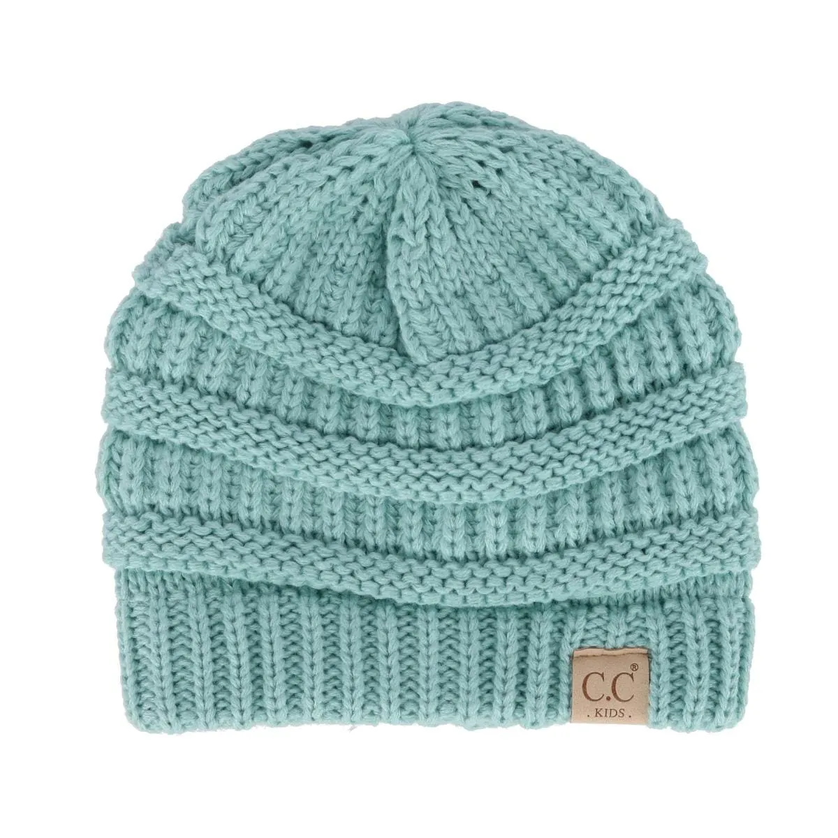 C.C Kids' One Size Fits Most Fuzzy Lined Solid Cable Knit Winter Beanie