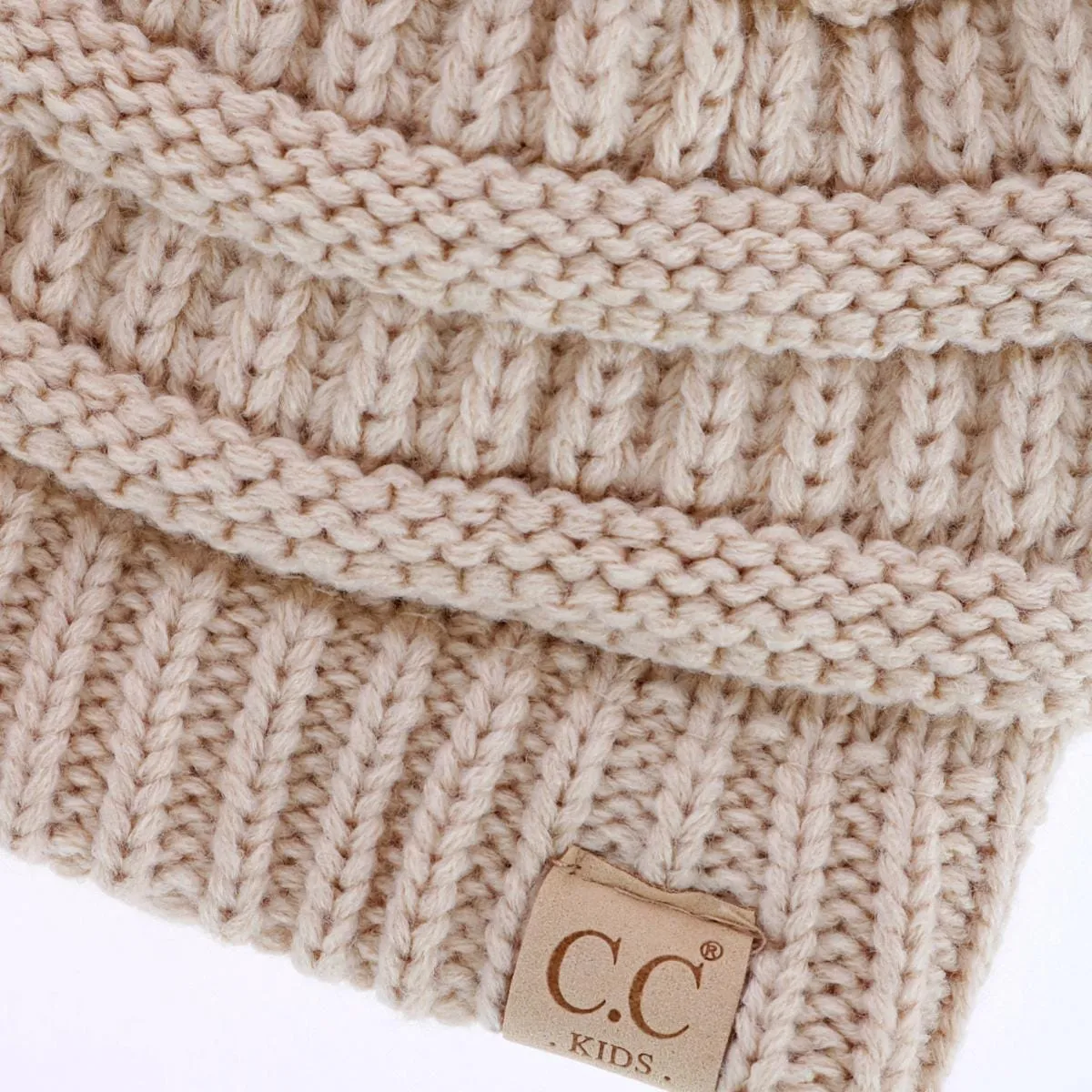 C.C Kids' One Size Fits Most Fuzzy Lined Solid Cable Knit Winter Beanie