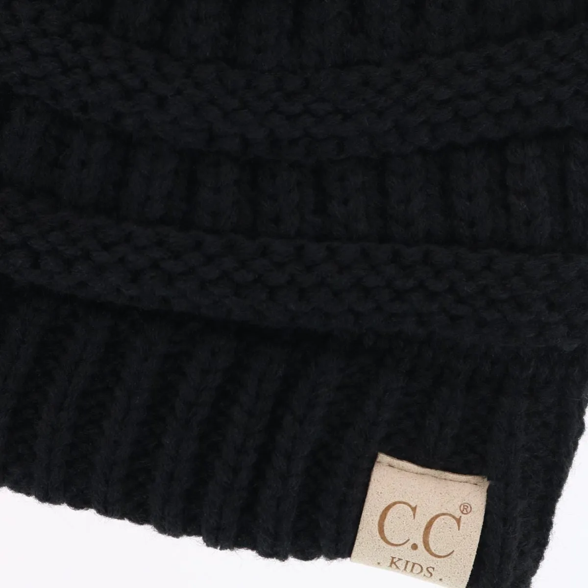 C.C Kids' One Size Fits Most Fuzzy Lined Solid Cable Knit Winter Beanie