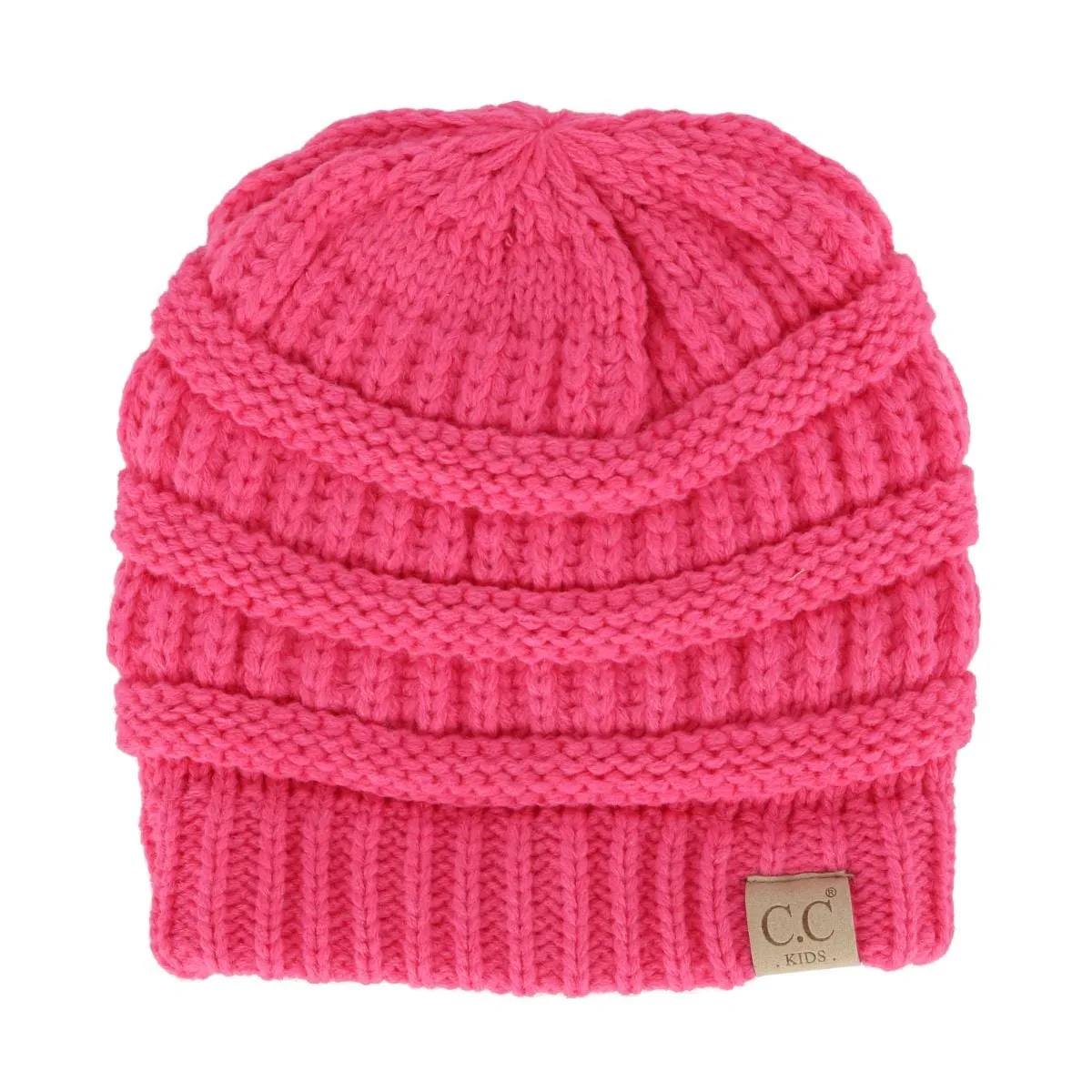 C.C Kids' One Size Fits Most Fuzzy Lined Solid Cable Knit Winter Beanie