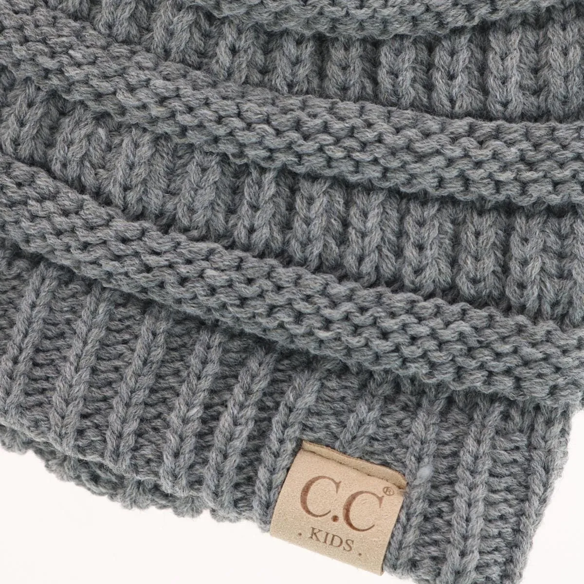 C.C Kids' One Size Fits Most Fuzzy Lined Solid Cable Knit Winter Beanie