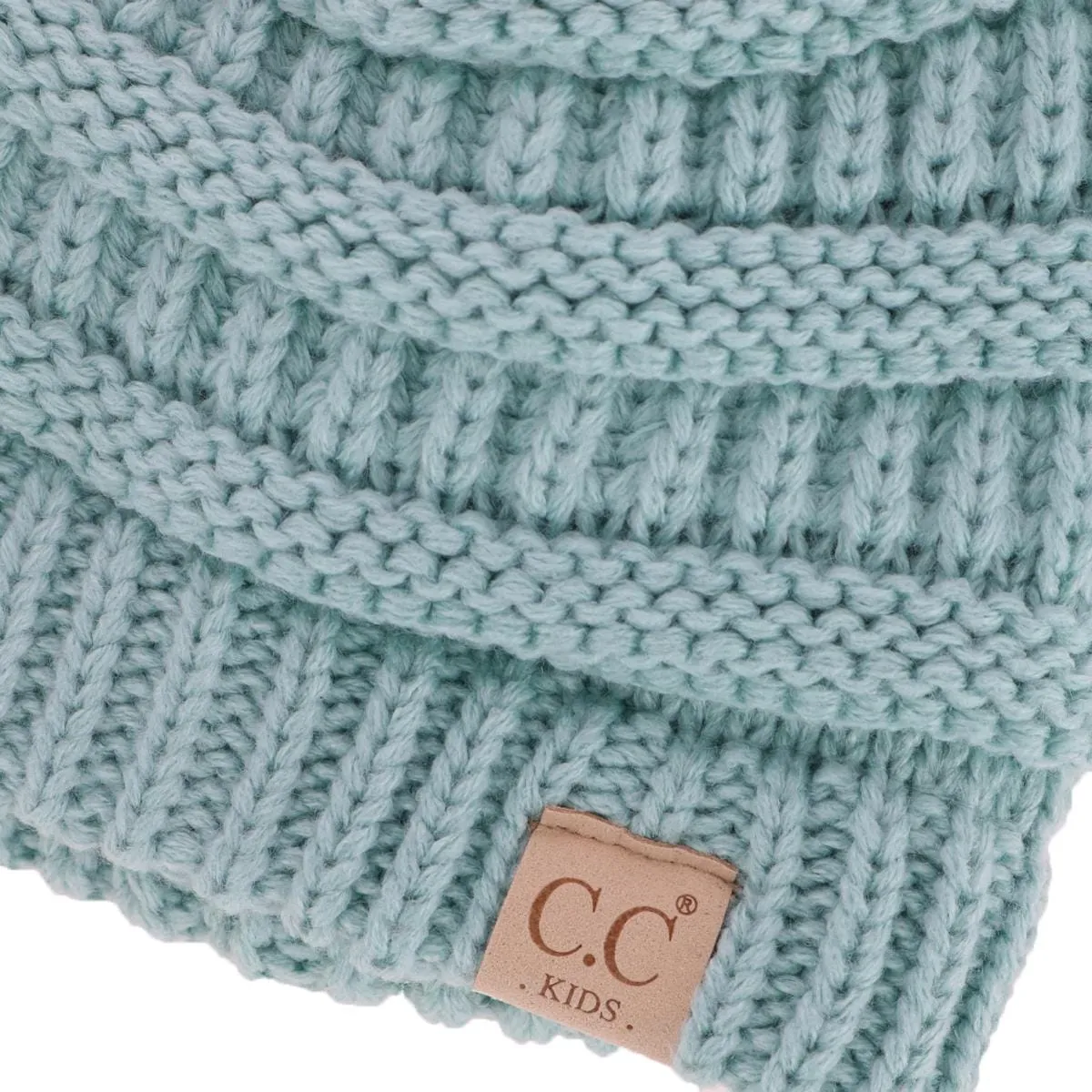 C.C Kids' One Size Fits Most Fuzzy Lined Solid Cable Knit Winter Beanie