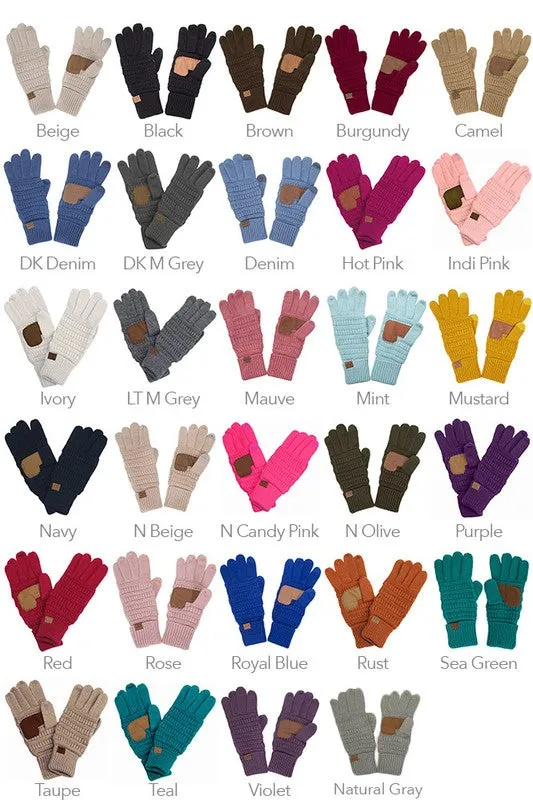 CC Knitted Touch Screen Gloves Fleece Lined