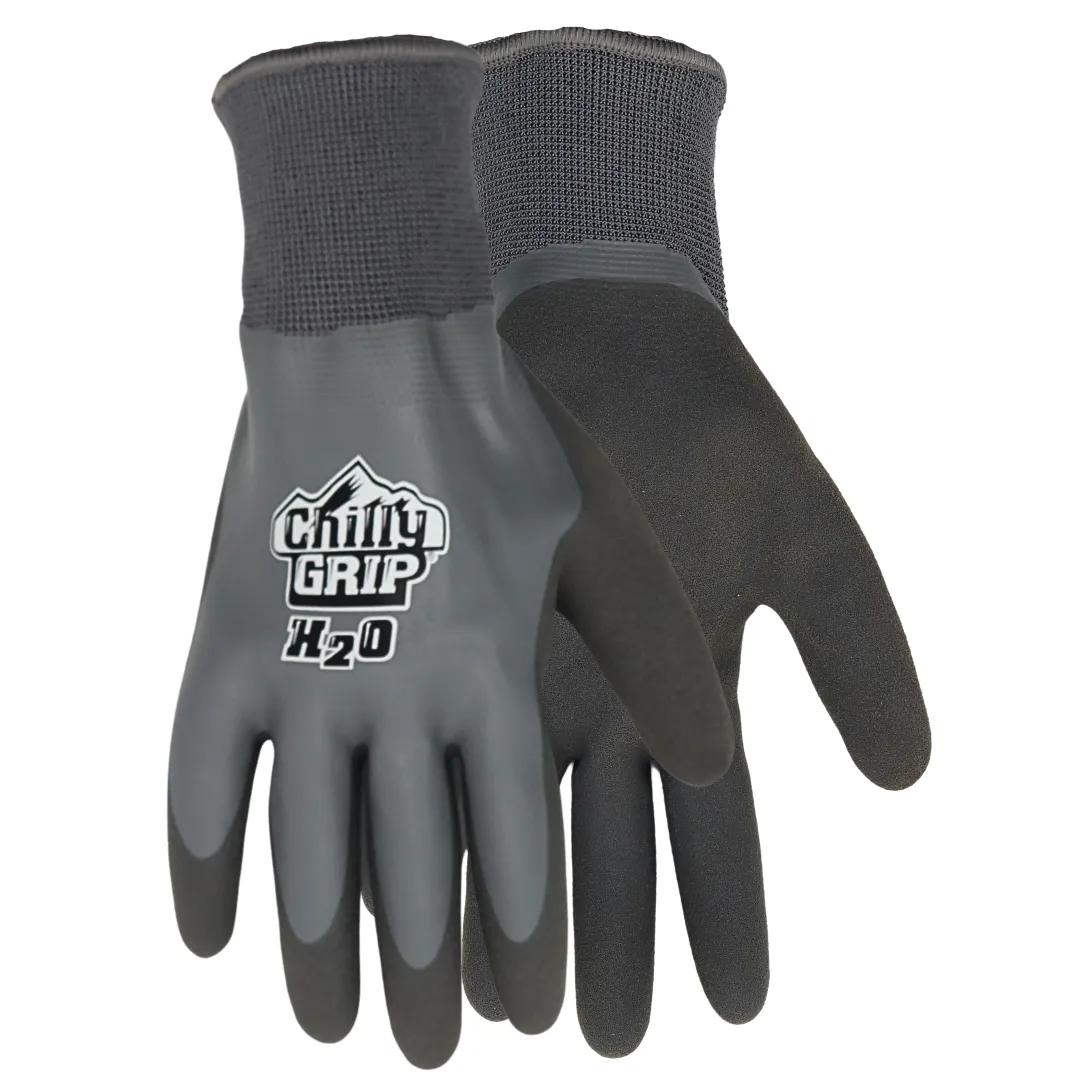 Chilly Grip Red Steer A325 H2O Waterproof Thermal Insulated Gloves, Gray, Snug-Fit Wrist, Textured Palm, Sizes S-XL