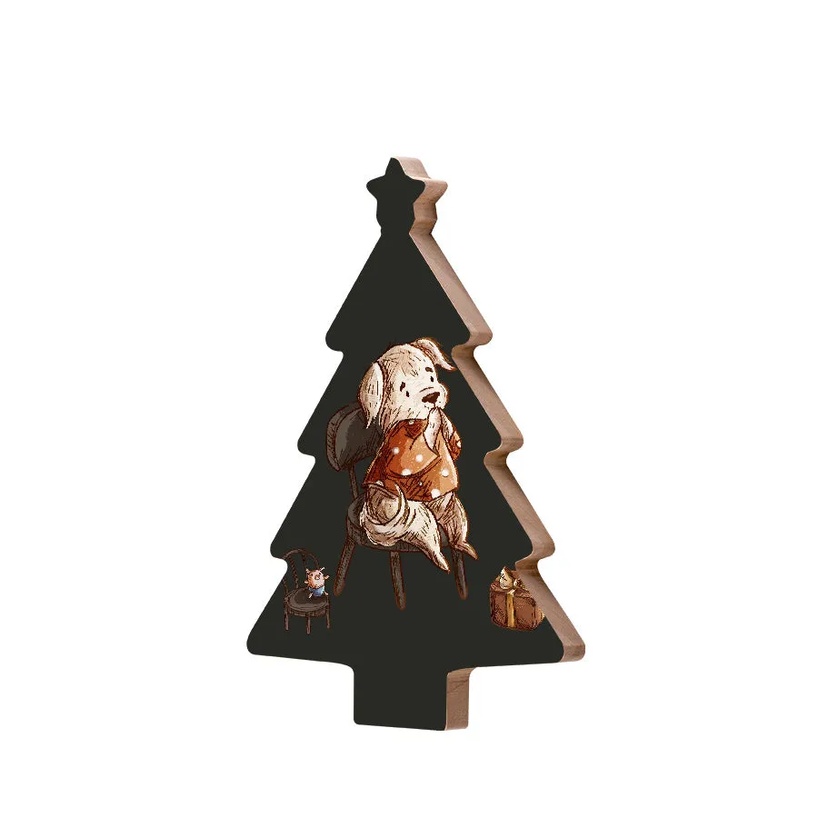 Christmas Decorations ANTICIPATION- Wooden Xmas Tree And Fridge Magnet