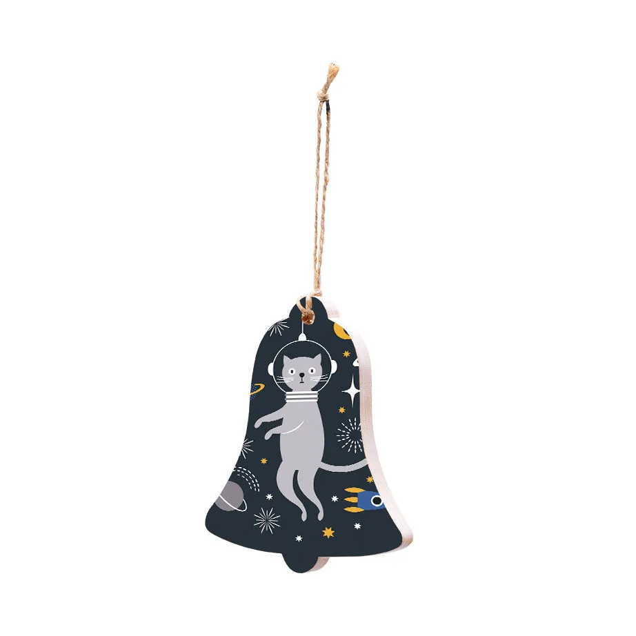 Christmas Decorations ASTRO-CAT- Wooden Xmas Bell And Fridge Magnet