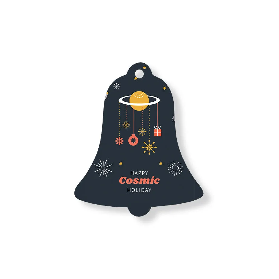 Christmas Decorations HAPPY COSMIC HOLIDAY- Wooden Xmas Bell And Fridge Magnet