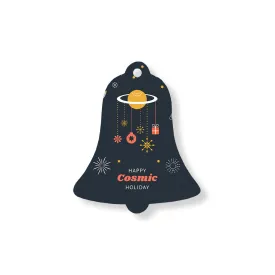 Christmas Decorations HAPPY COSMIC HOLIDAY- Wooden Xmas Bell And Fridge Magnet