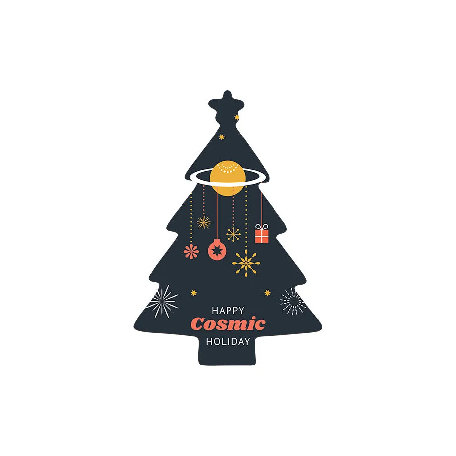 Christmas Decorations HAPPY COSMIC HOLIDAY- Wooden Xmas Tree And Fridge Magnet