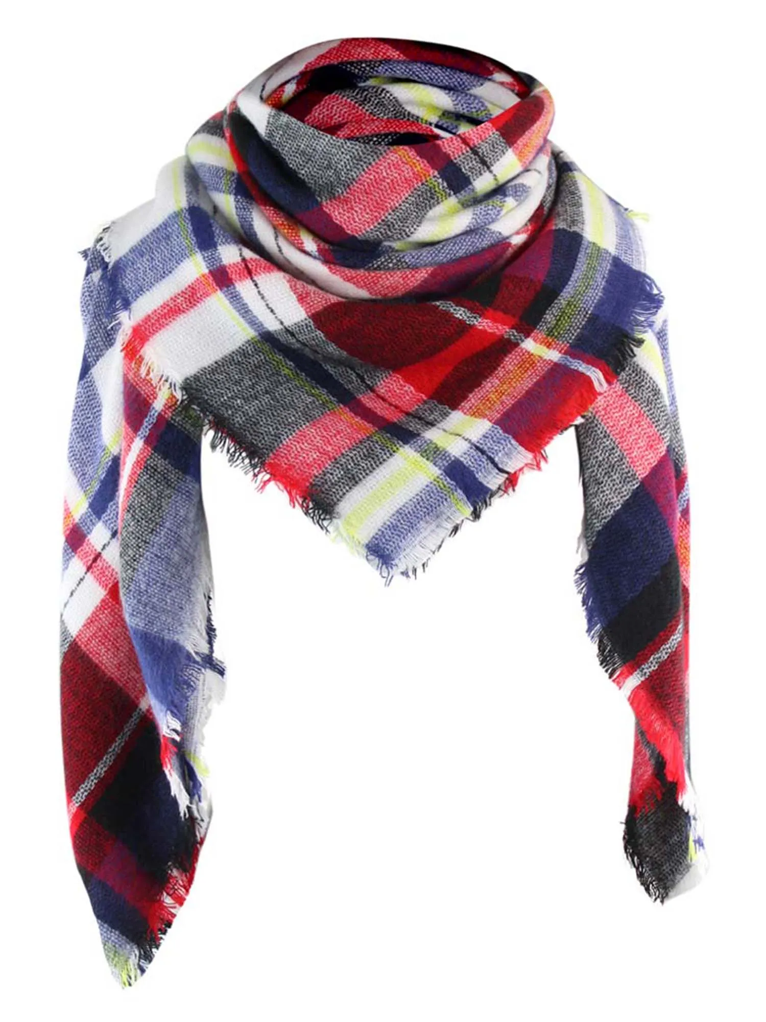 Classic Plaid Print Square Scarf Wrap