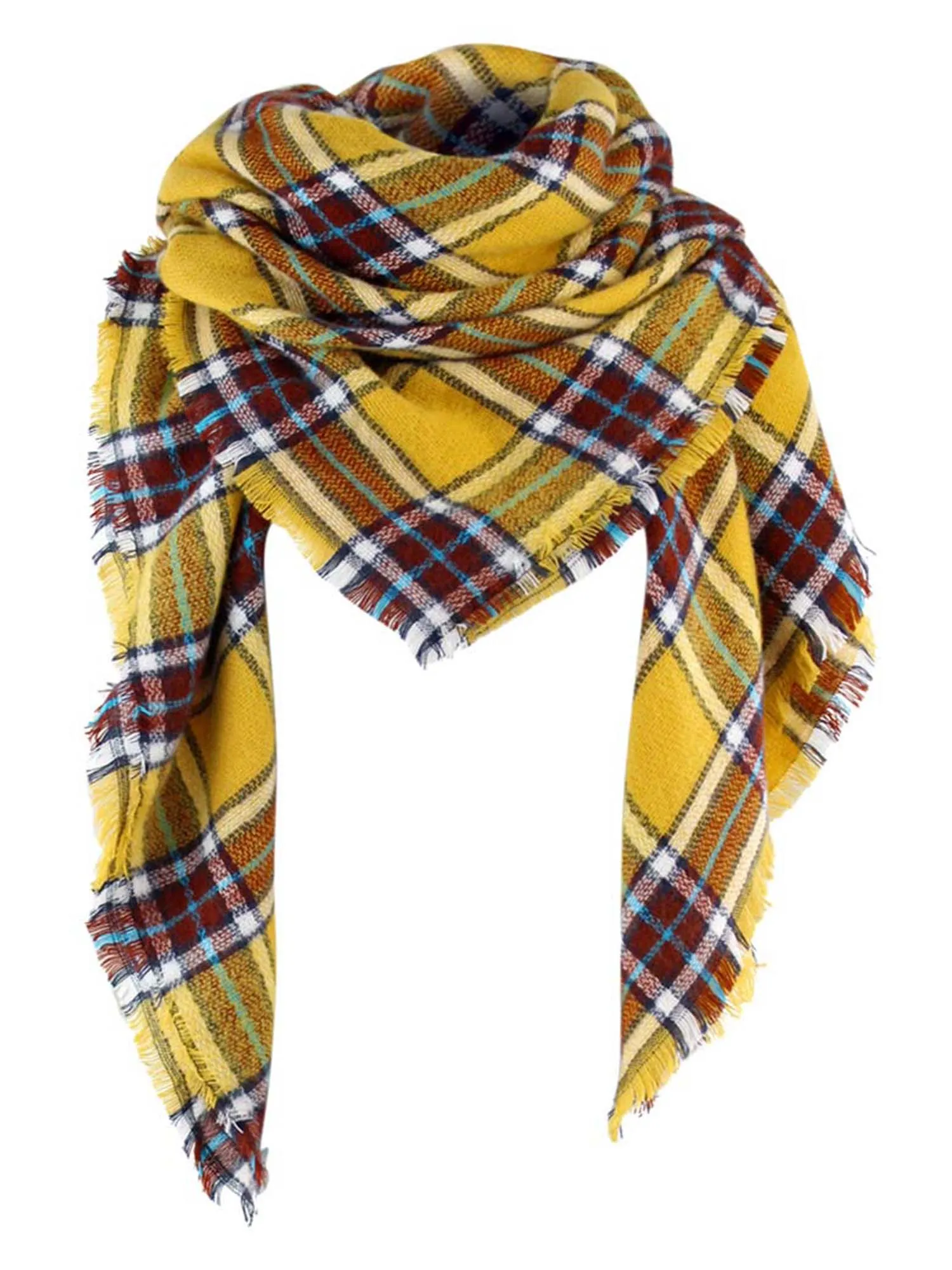 Classic Plaid Print Square Scarf Wrap