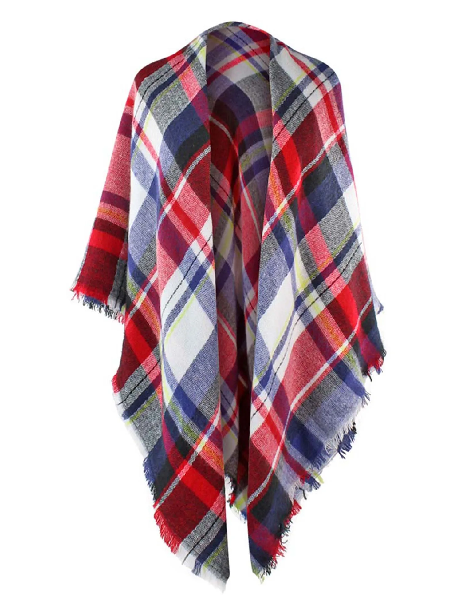 Classic Plaid Print Square Scarf Wrap