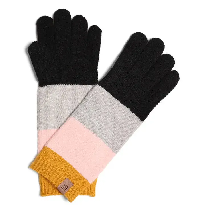 Color Block Cable Knitted Gloves - Several Colors