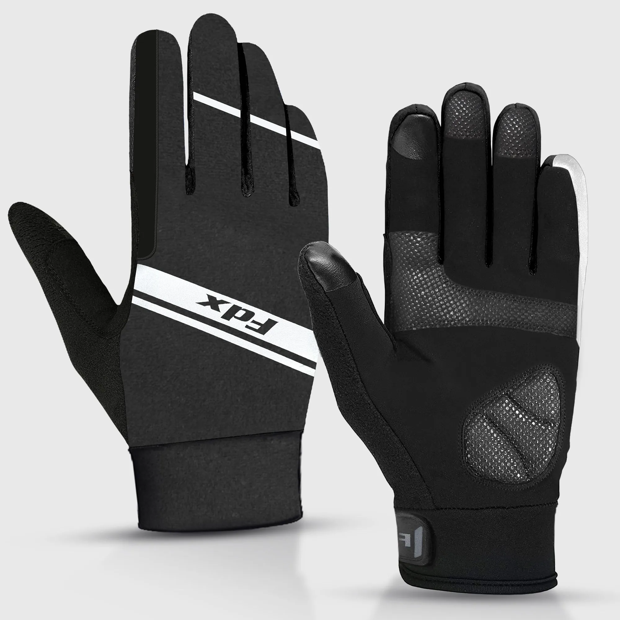 Fdx Aqua Black Full Finger Winter Cycling Gloves