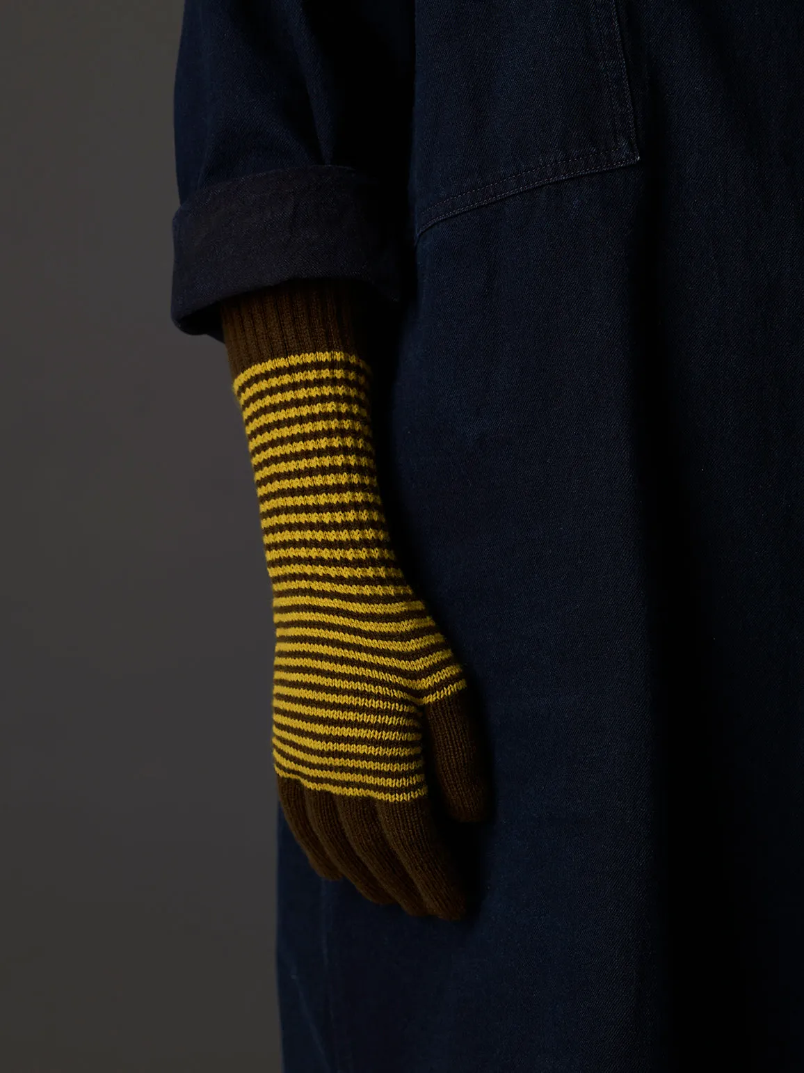 Fine Stripe Gloves Military & Turmeric Sample Sale