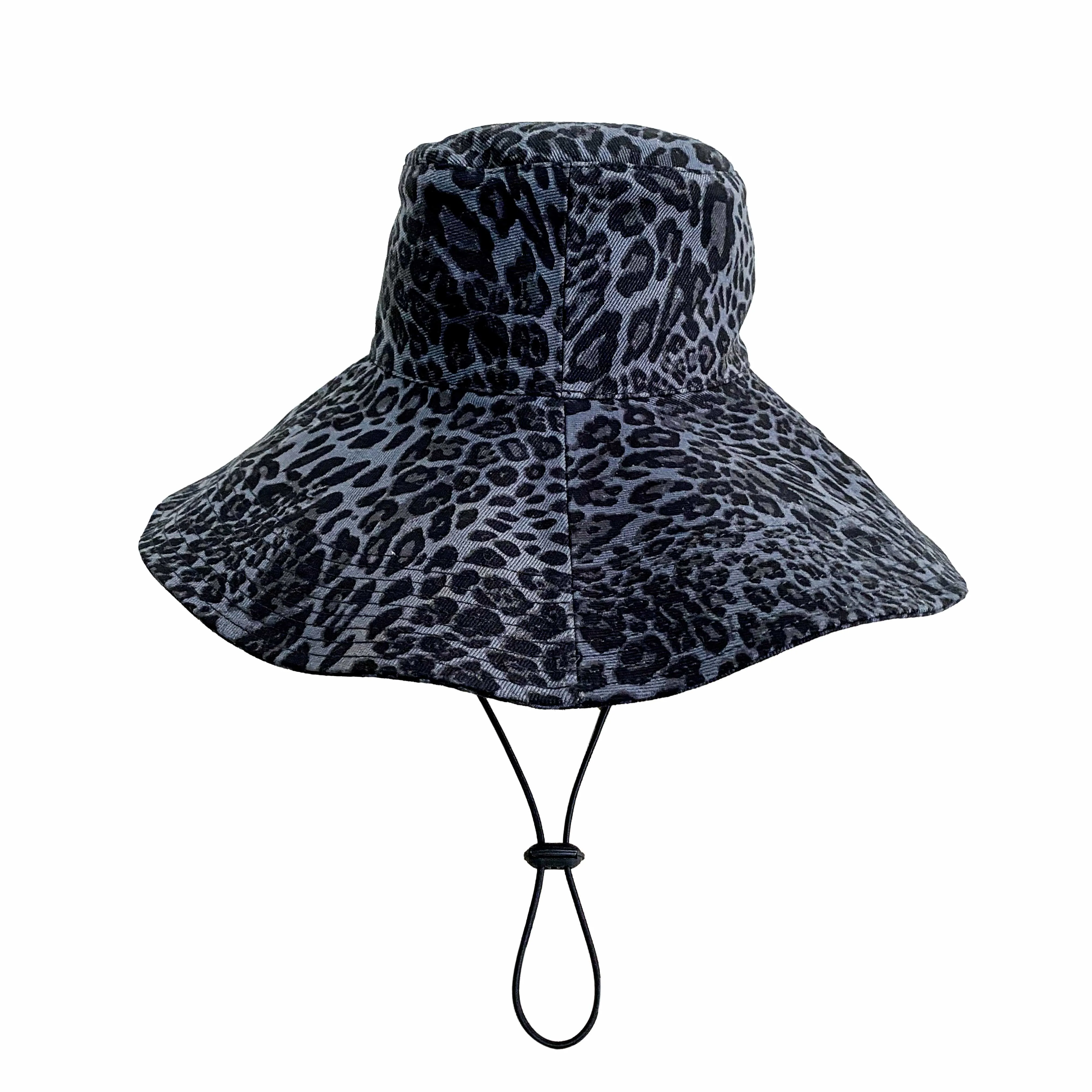 FISHERMAN HAT IN GREY LEOPARD DENIM