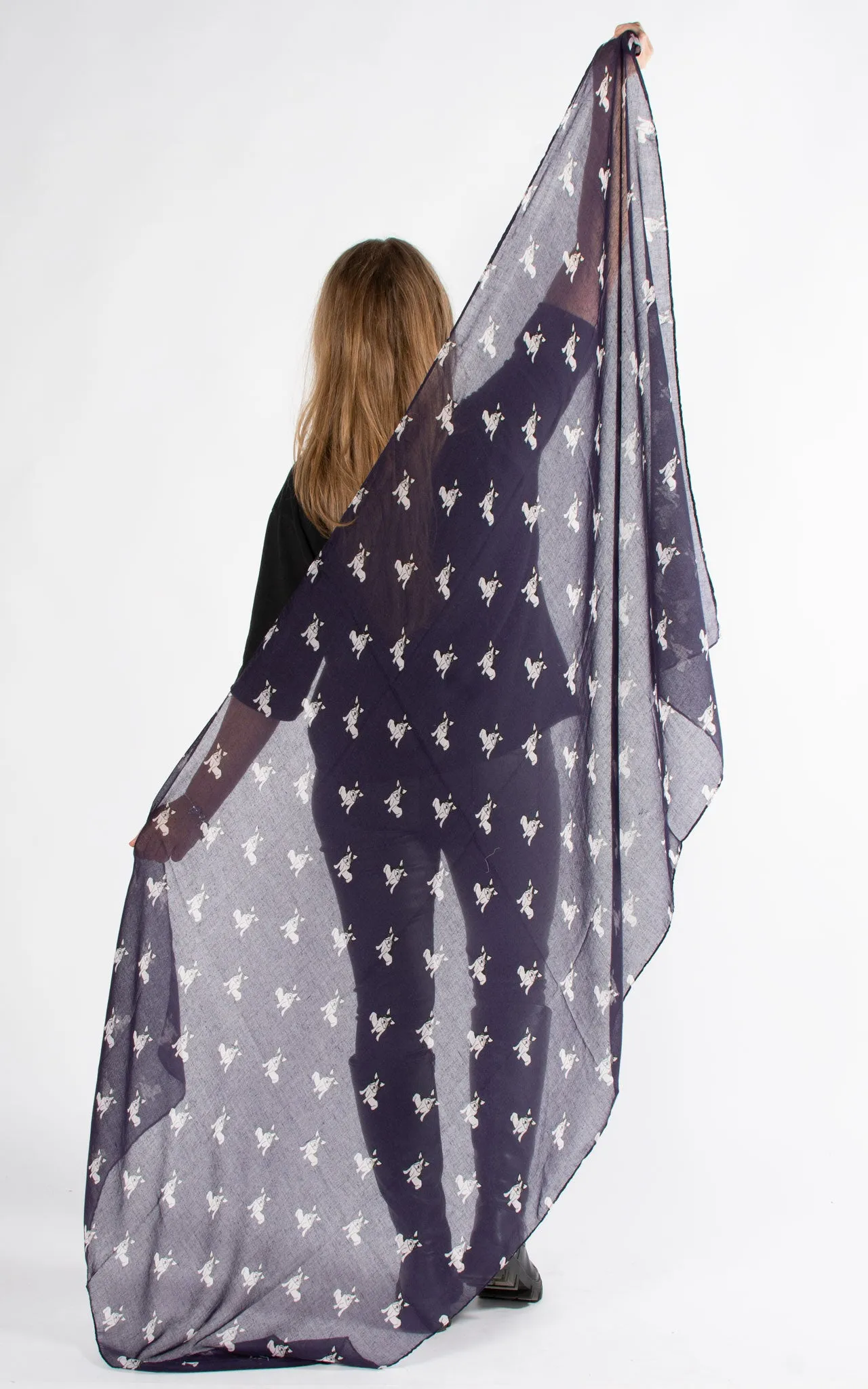 Frenchie Print Scarf | Navy