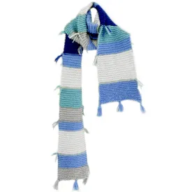 HAND KNITTED COTTON SCARF WITH BLOCK STRIPES