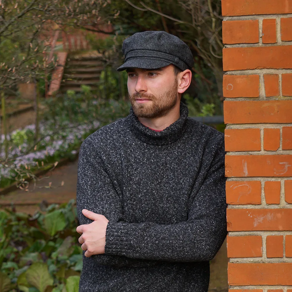 Herringbone Fiddler Cap - Charcoal