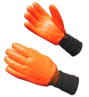 Hi Vis Orange Insulated Double Dipped PVC Knitwrist Winter Work Gloves