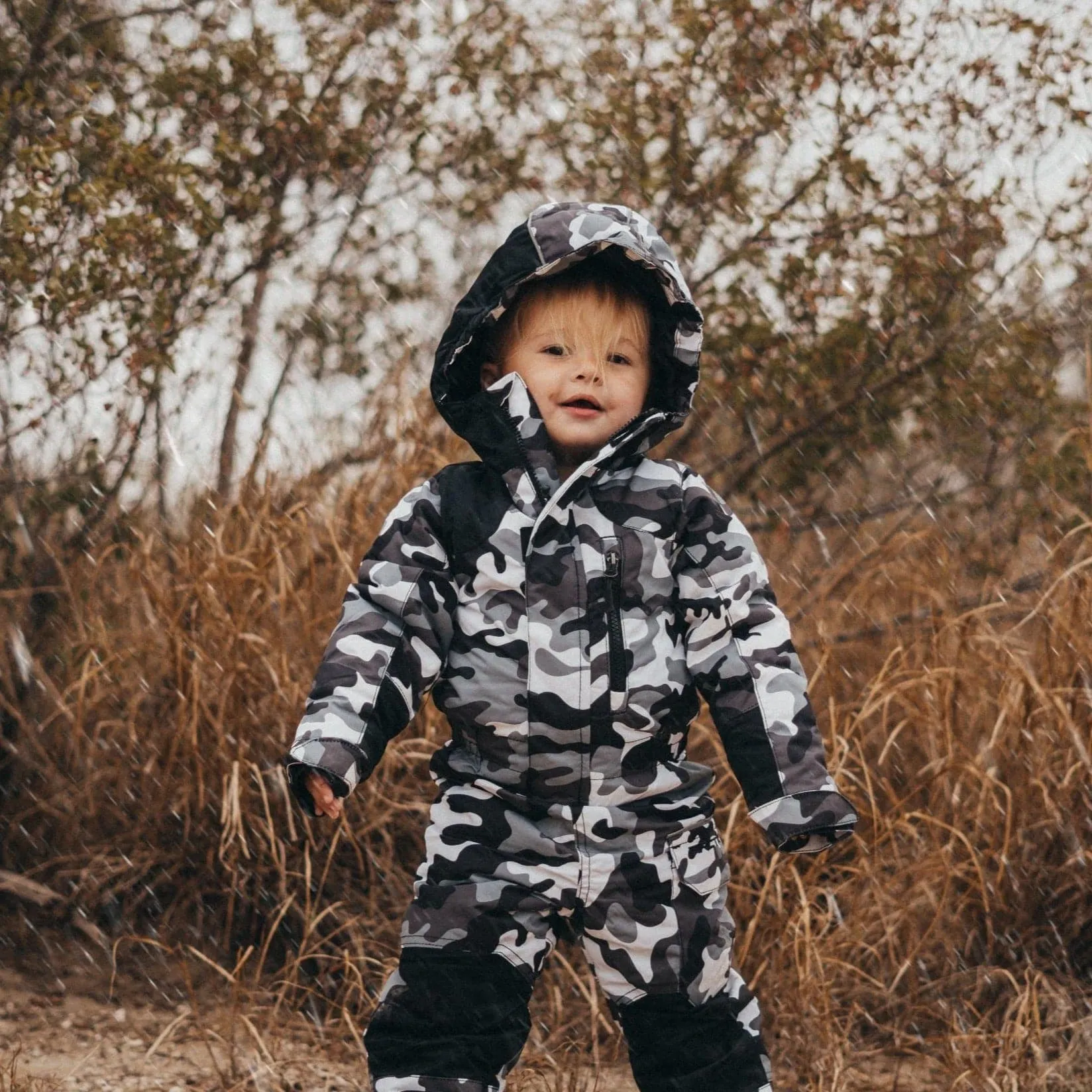 Kids Camo Dancing Bear Insulated Snow Suit Coveralls