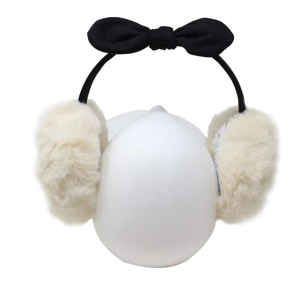 Laundry by Shelli Segal Womens Faux Fur Microsuede Warm Earmuffs with Bows - Furry Ear Warmers