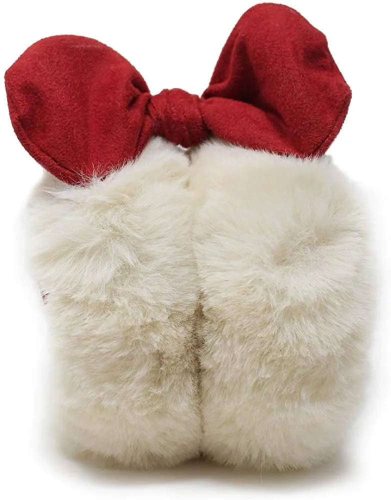 Laundry by Shelli Segal Womens Faux Fur Microsuede Warm Earmuffs with Bows - Furry Ear Warmers