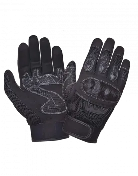 leather & Mesh Hard Knuckle Full Finger Glove