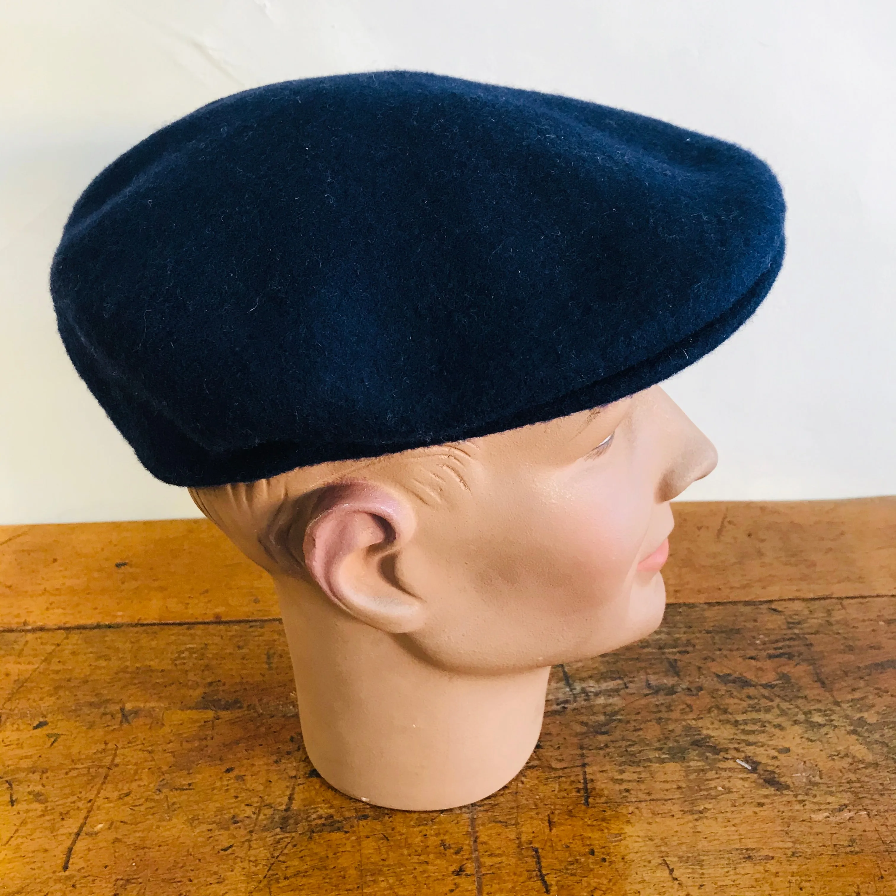 Luton - Cheese Cutter Flat Cap - Wool Felt - French Navy - S/M and M/L