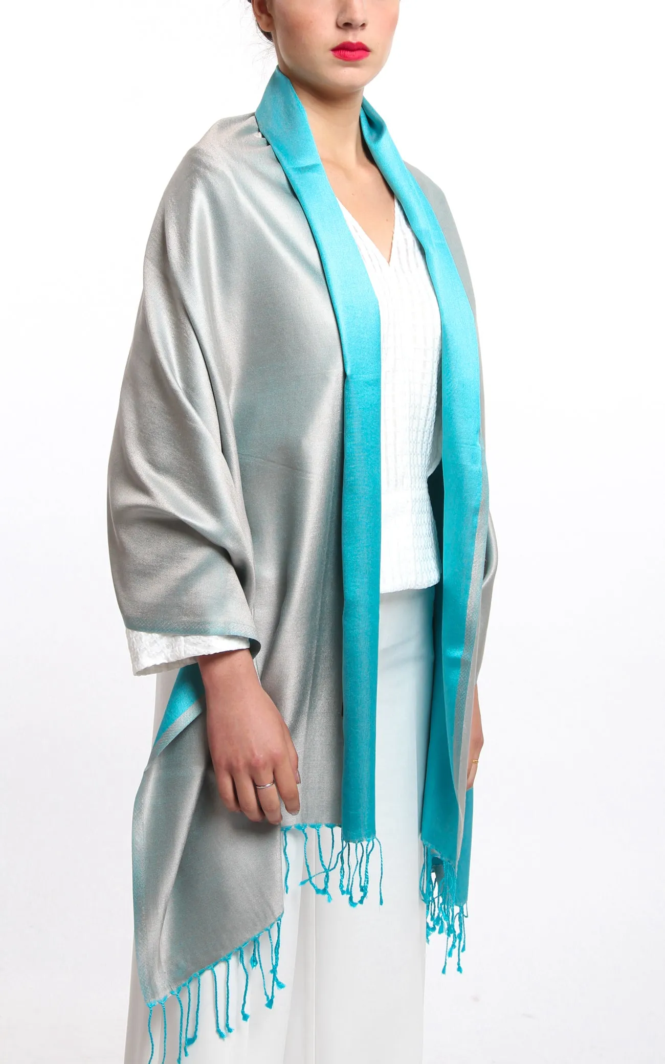 Macy Turquoise Silk Pashmina - TT201